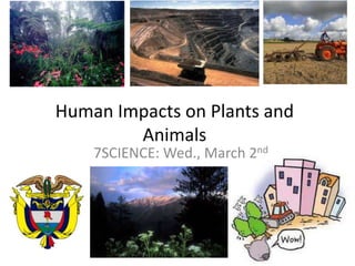 Human Impacts on Plants and Animals,[object Object],7SCIENCE: Wed., March 2nd,[object Object]