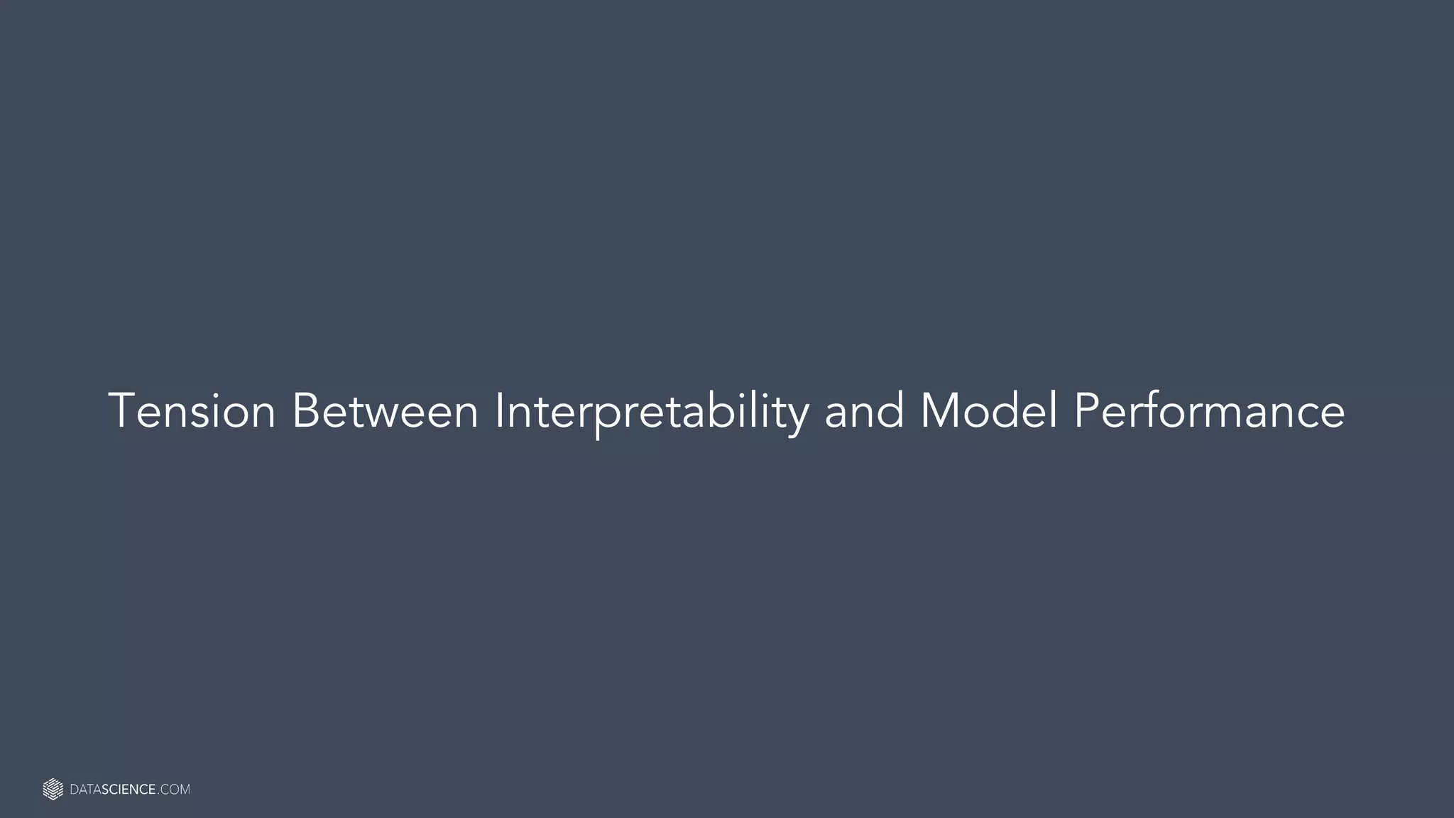Learn more at datascience.com  |  Empower Your Data Scientists
Tension Between Interpretability and Model Performance
 