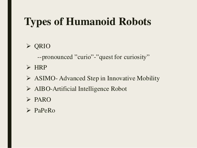 types of humanoid robots