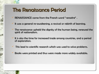 Humanism during renaissance | PPT