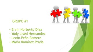 GRUPO #1
- Ervin Norberto Diaz
- Yody Lised Hernandez
- Lenin Peña Romero
- María Ramírez Prada
 