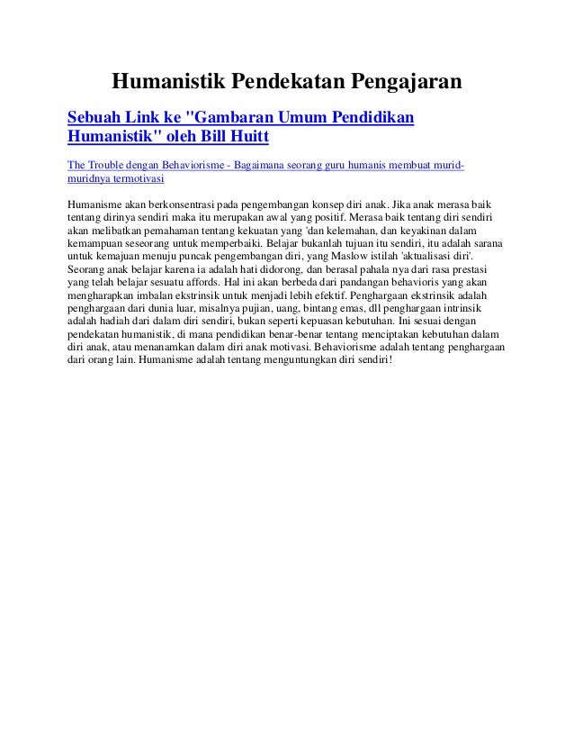 Humanistik Pendekatan Pengajaran