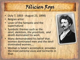 Skeleton: death,  dark spirit, mortality life?Darker colors: mysterious, unexplained,  secretive  Fiddle vs. ViolinGaze: entranced, worried, stressful , determinedArt is what keeps him going.. (pleasant-feeling)Gustav Mahler Symphony No. 4 in G MajorSelf-Portrait with Death playing the fiddle (1872)