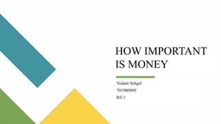 Vedant Sehgal
701900009
BT-1
HOW IMPORTANT
IS MONEY
 