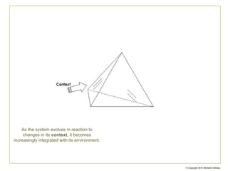 As the system evolves in reaction to
changes in its context, it becomes
increasingly integrated with its environment.
© Copyright Michelle Holliday
 