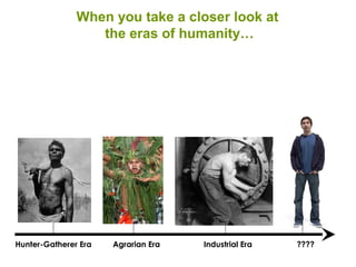 Hunter-Gatherer Era Agrarian Era Industrial Era ????
When you take a closer look at
the eras of humanity…
 