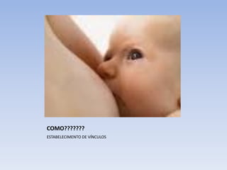 COMO???????
ESTABELECIMENTO DE VÍNCULOS
 