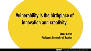 Slide by Michelle Pacansky-Brock CC-BY-NC
-Brene Brown
Professor, University of Houston
Vulnerability is the birthplace of
innovation and creativity.
 