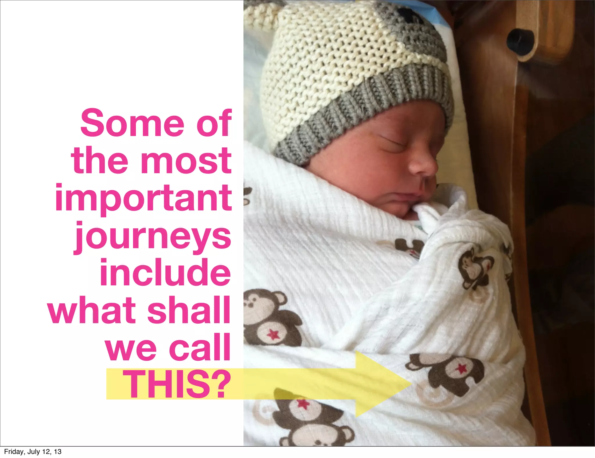 Some of
the most
important
journeys
include
what shall
we call
THIS?
Friday, July 12, 13
 