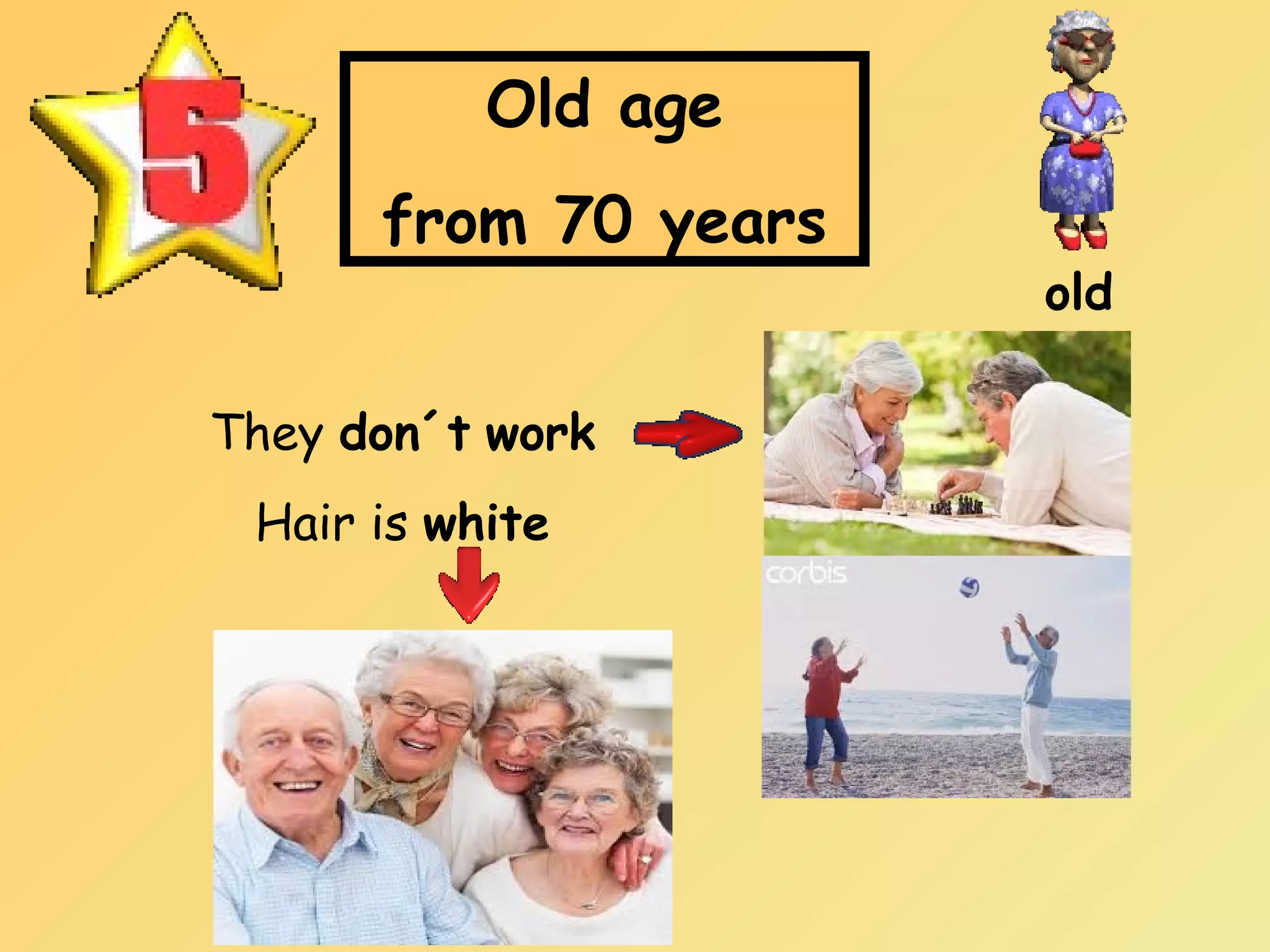 Old age
from 70 years
old
They don´t work
Hair is white