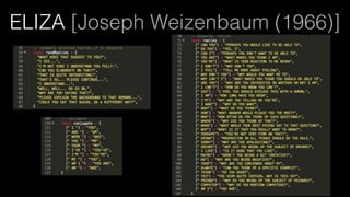 ELIZA [Joseph Weizenbaum (1966)]
 