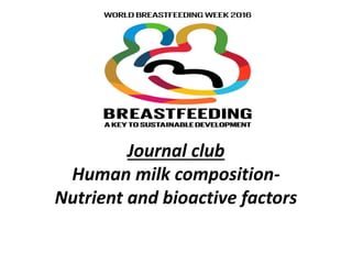 Journal club
Human milk composition-
Nutrient and bioactive factors
 