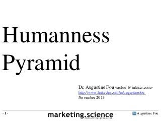 Augustine Fou- 1 -
Humanness
Pyramid
Dr. Augustine Fou <acfou @ mktsci.com>
http://www.linkedin.com/in/augustinefou
November 2013
 