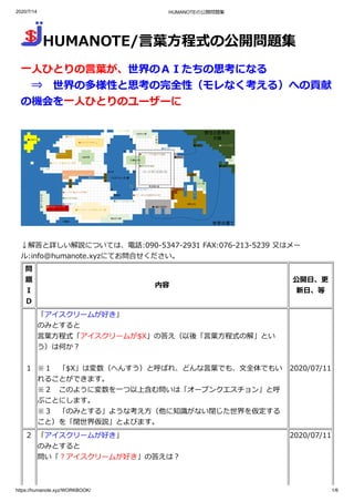 Humanote 言葉方程式の公開問題集