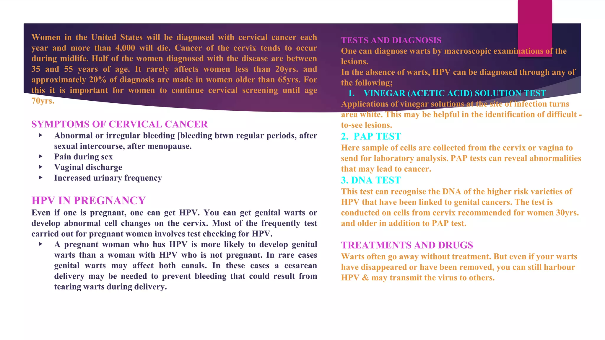 Human papillomavirus infection and cervical cancer. | PPTX