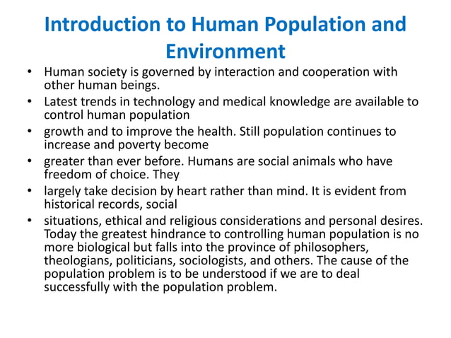 Human population, population issues, population growth curvue, factors ...
