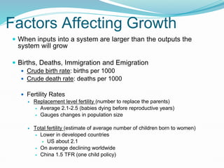  What factors affect birth and fertility rates?
 Labor force
 Cost of raising and educating children
 Urbanization
 I...