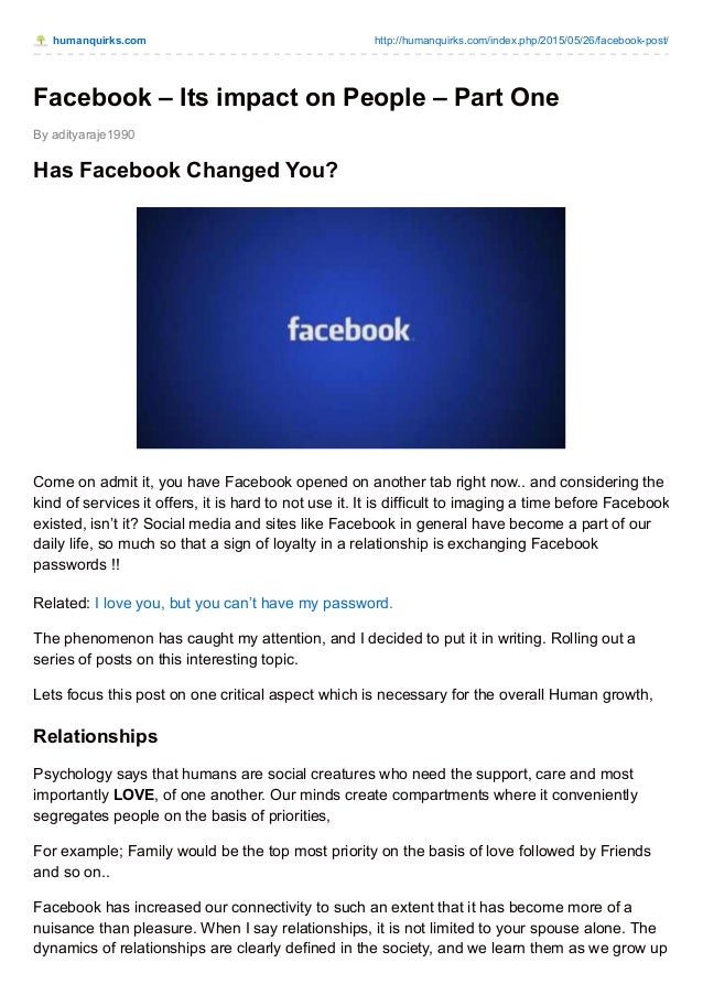 Facebook And Its Impact On People