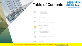 12
Table of Contents
Our Process
Your Investment with Training Options
Our Past Experience
• Client testimonials
Next Step...