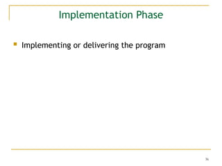 36
Implementation Phase
 Implementing or delivering the program
 