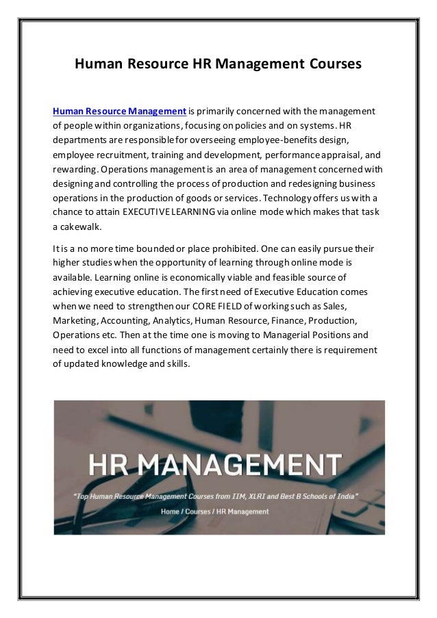 Human Resource HR Management Courses from XLRI Bangalore