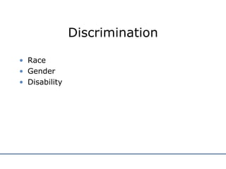 Discrimination Race Gender Disability 