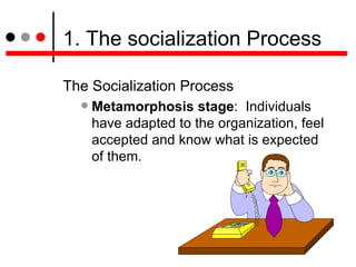1. The socialization Process <ul><li>The Socialization Process </li></ul><ul><ul><li>Metamorphosis stage :  Individuals ha...