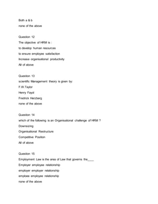 Human Resource Management MBA Semester 2 | DOCX