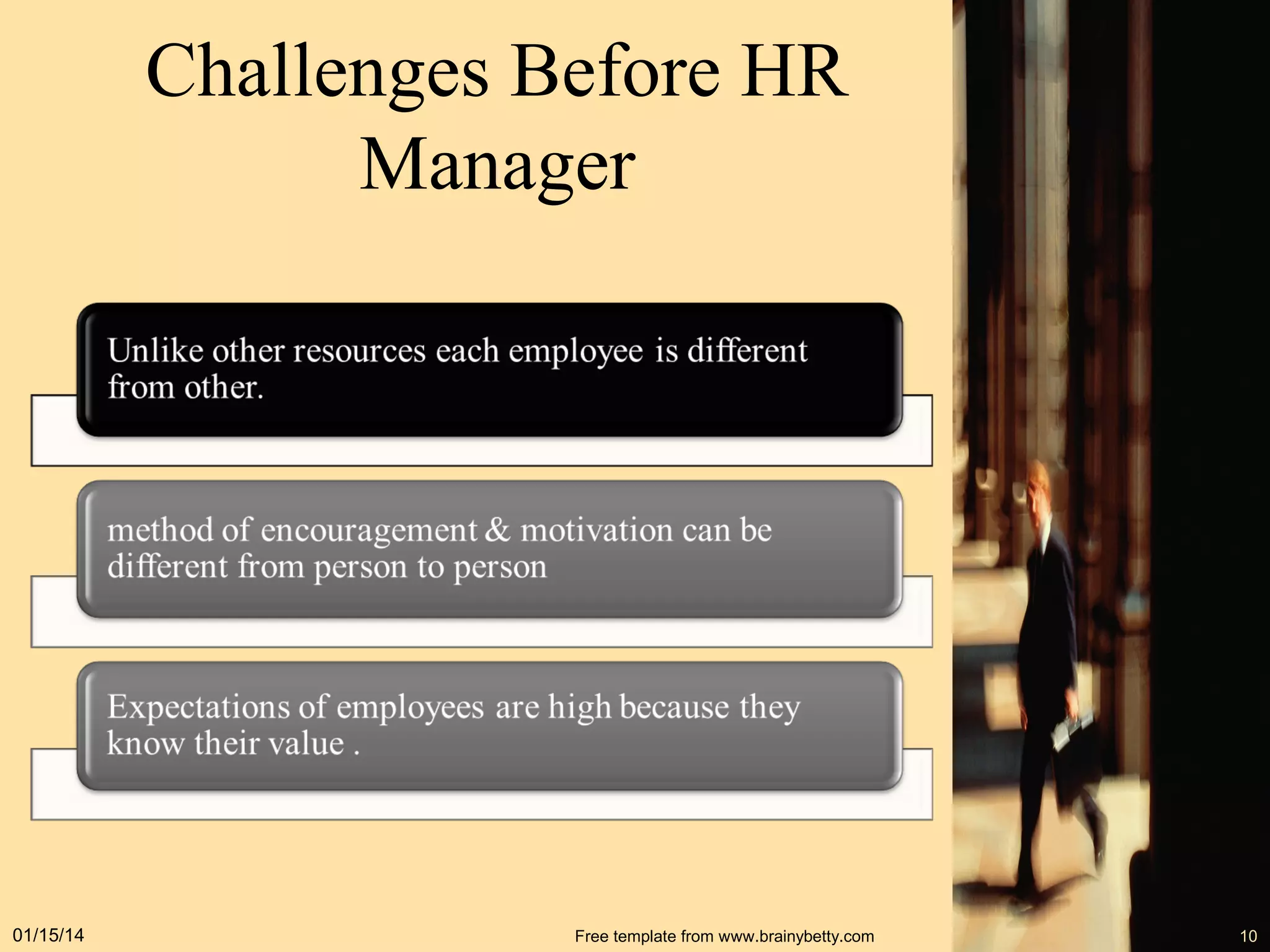 Challenges Before HR
Manager

01/15/14

Free template from www.brainybetty.com

10

 