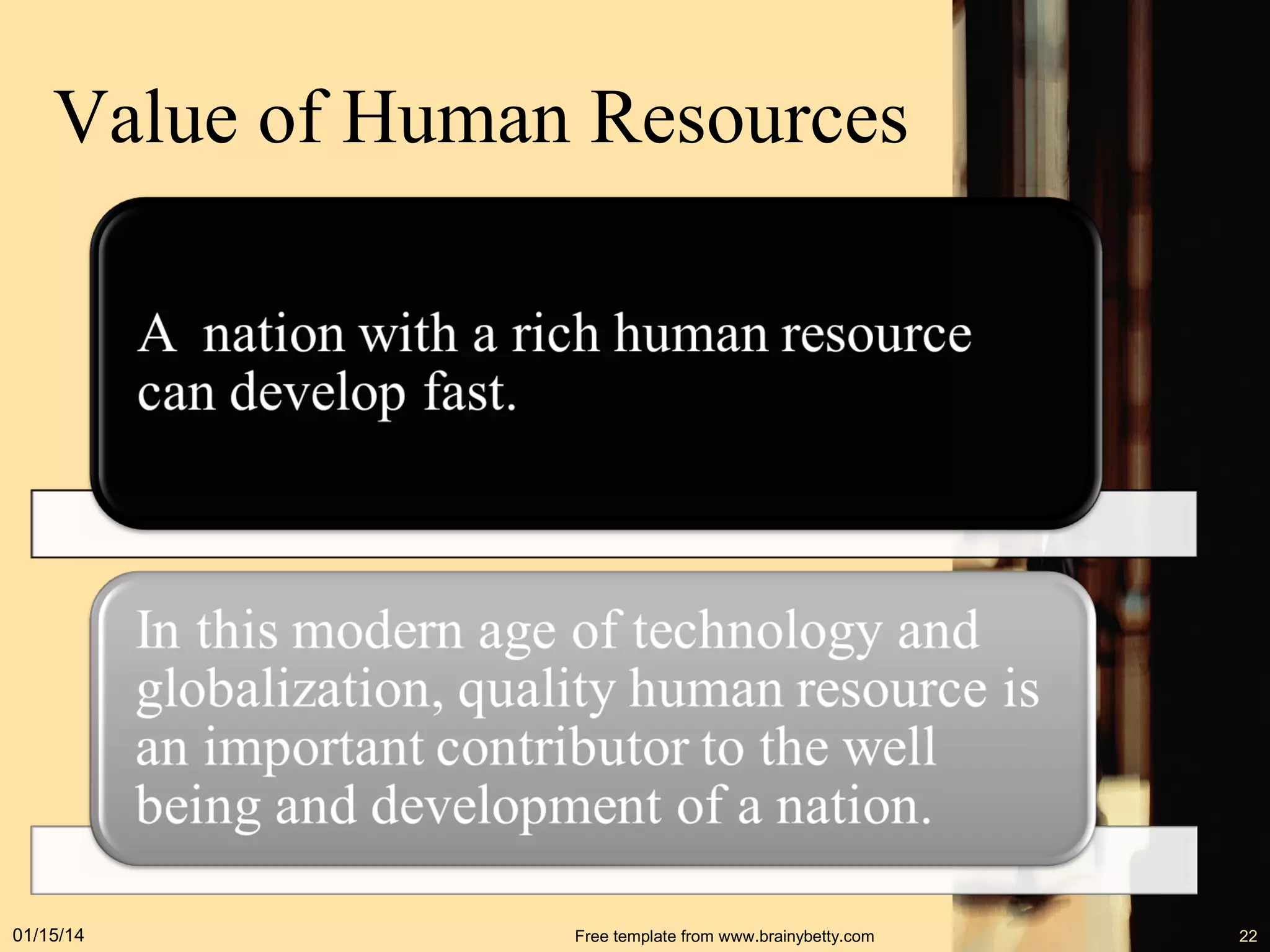 Value of Human Resources

01/15/14

Free template from www.brainybetty.com

22

 