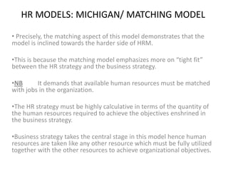 Michigan Matching Model Human resource management 1 (1) | PPTX