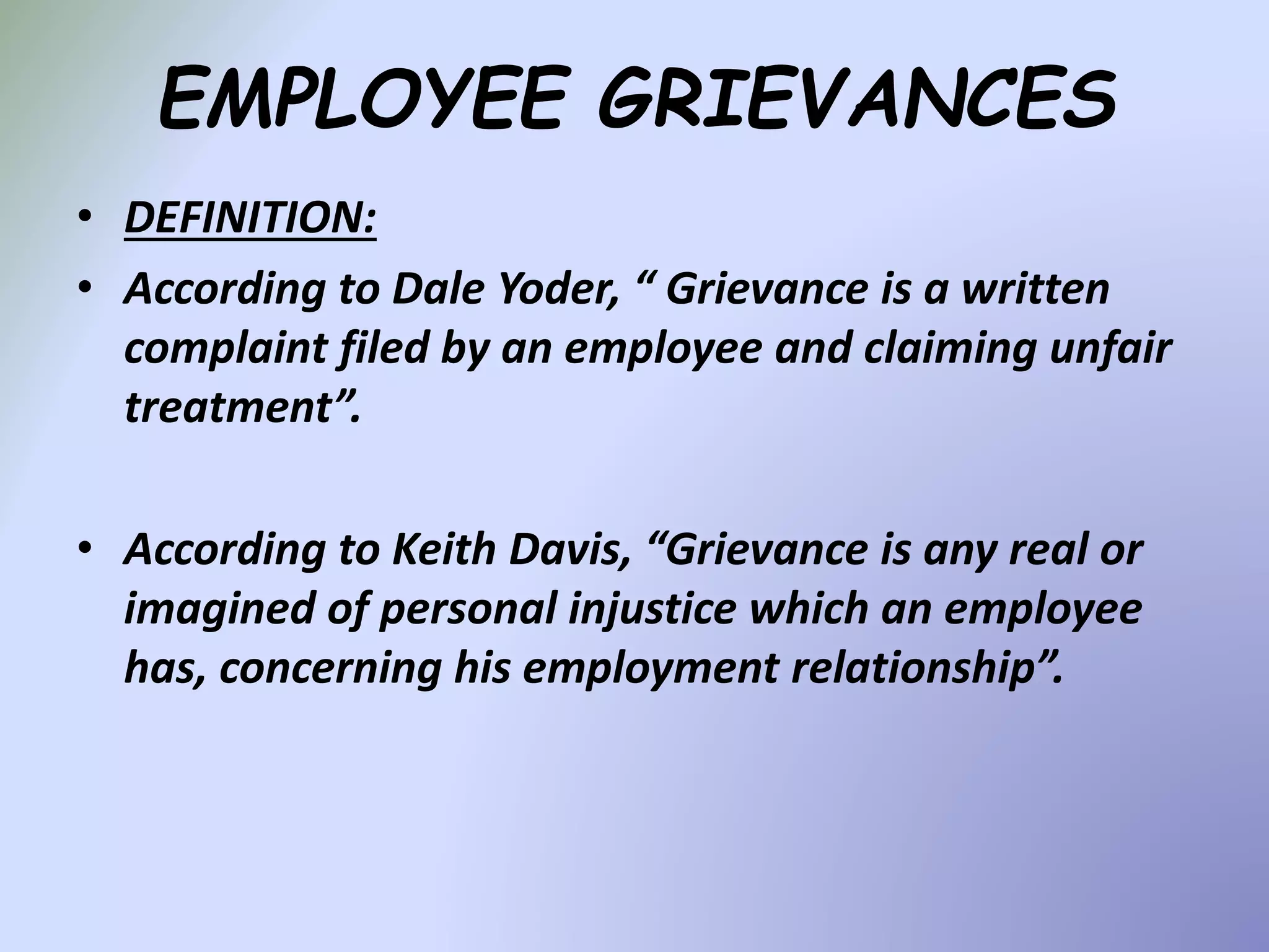 causes of grievances & grievances redressal procedure STEPS