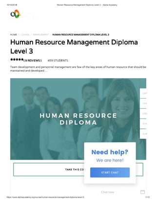 Human Resource Management Diploma Level 3 - Alpha Academy