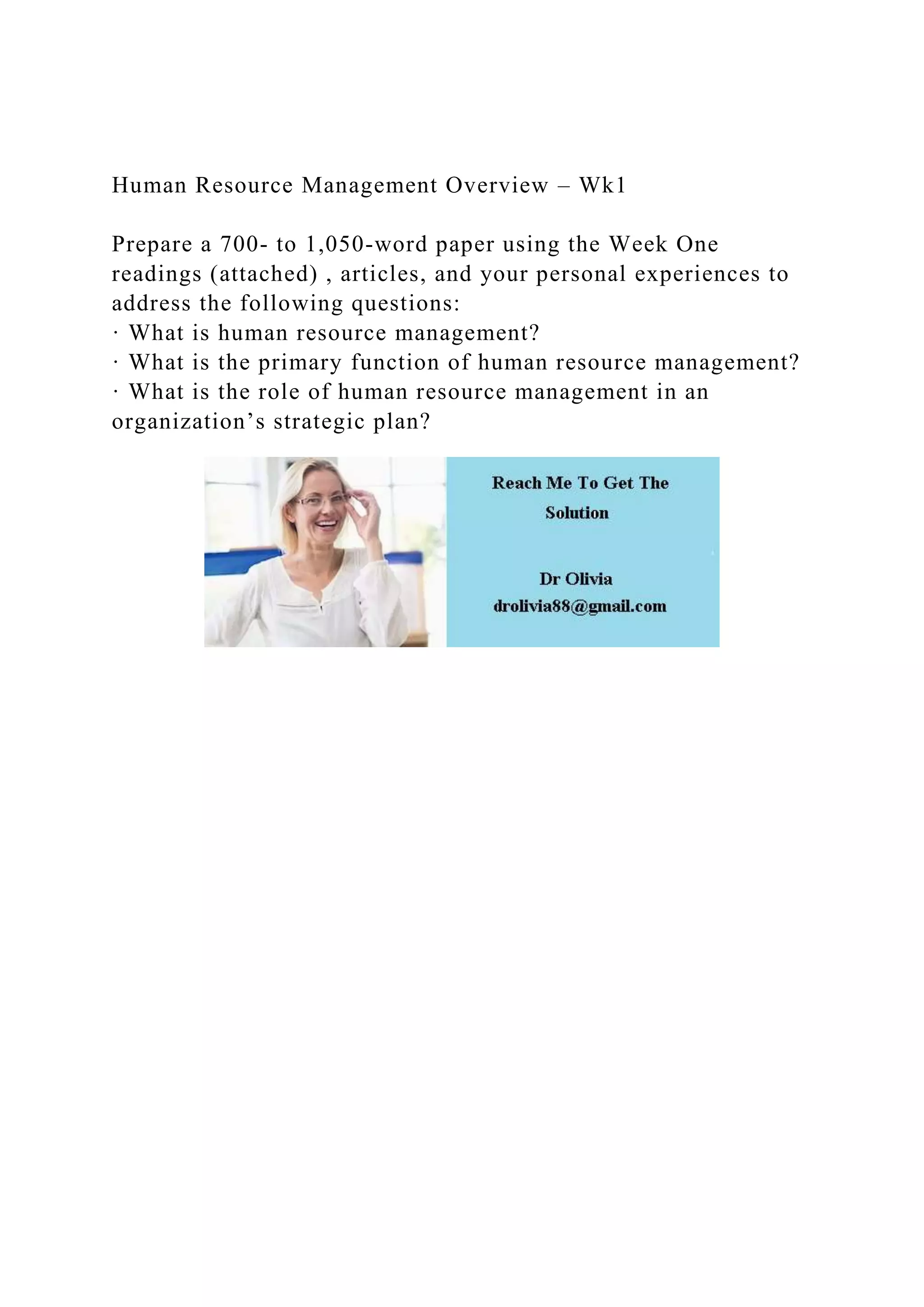 Human Resource Management Overview – Wk1Prepare a 700- to 1,05.docx