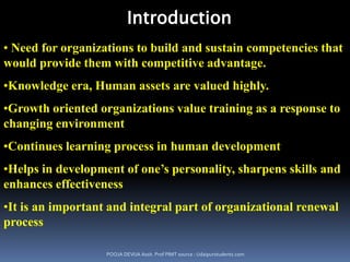Introduction Need for organizations to build and sustain competencies that would provide them with competitive advantage.