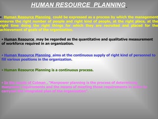 HUMAN RESOURCE  PLANNING   ,[object Object],[object Object],[object Object],[object Object],[object Object]