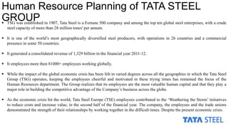 Human resource planning of TATA Steel Group | PPTX