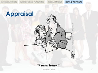 by: Shadi A. Razak 22
INTRODUCTION
Appraisal
WORKFORCE PLANNING RECRUITMENT DEV. & APPRISAL
Source:http://orginspire.com/products/appraisal-sk
 