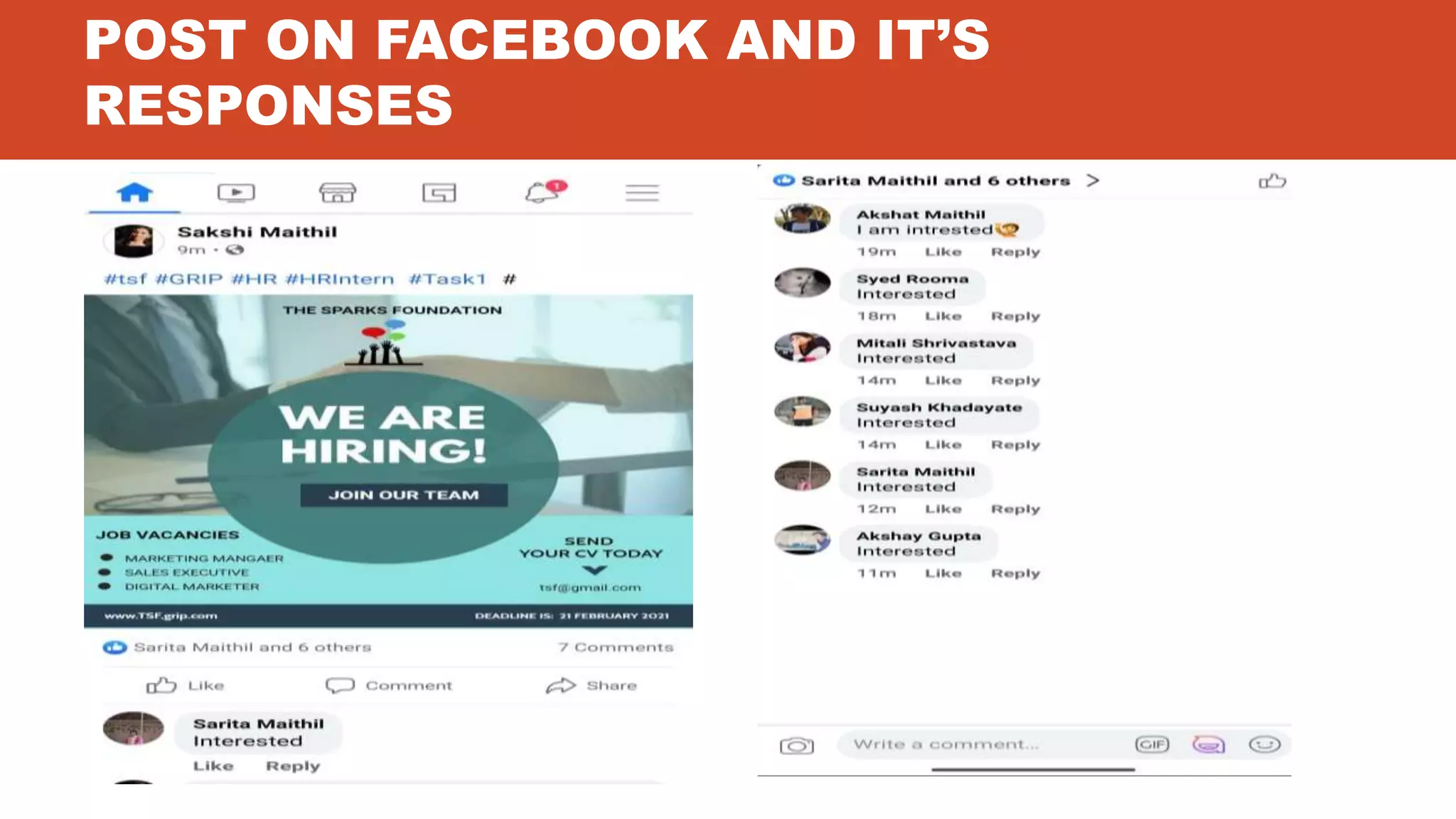 POST ON FACEBOOK AND IT’S
RESPONSES
 