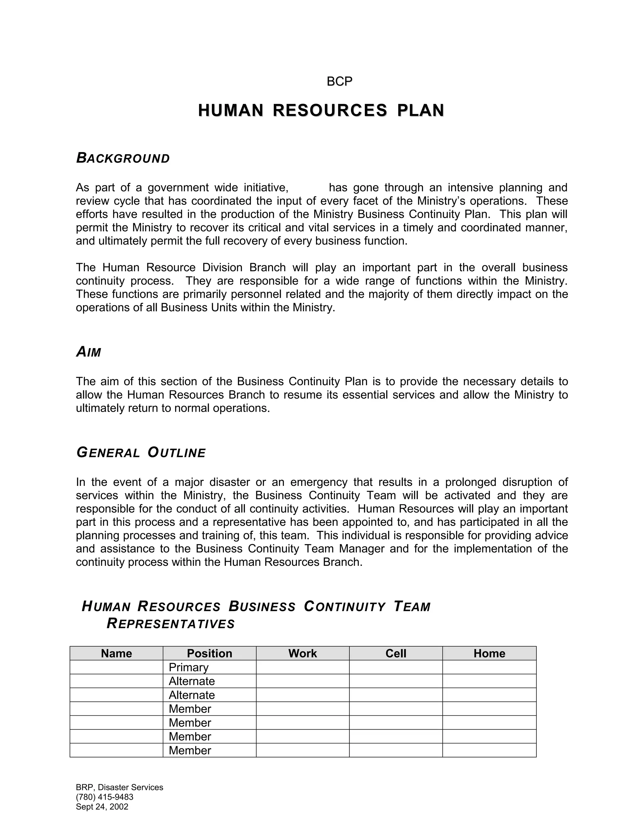 Human resources plan template | PDF