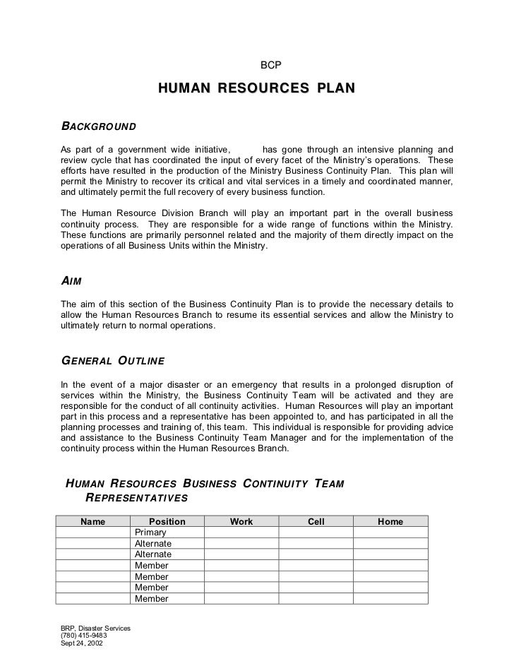 Human resources plan template
