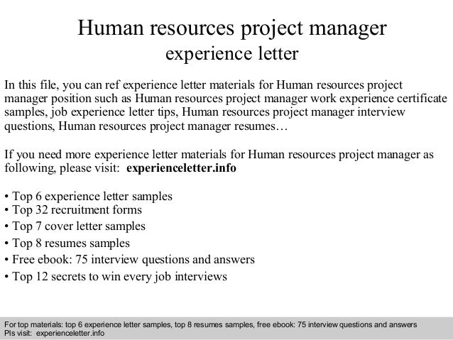 Human resources project manager experience letter Human resources project manager experience letter
