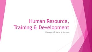 Human Resource,
Training & Development
Chenaye Gift Marie A. Mercado
 