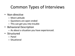 Non Direct Interviewing coceptualizing Human resource management in health industry | PPTX