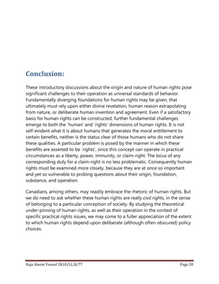 Concluding Rights Human rights (by Advocate Raja Aleem) | DOCX
