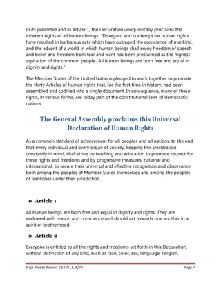 Human rights (by Advocate Raja Aleem) | DOCX