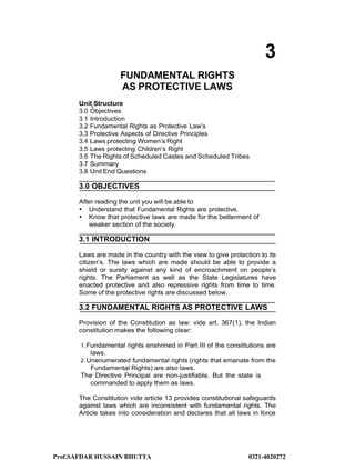 Protective Rights Human Rights are notes and helping material | PDF
