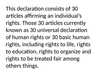 Human Rights - basic general knowlege related to mun | PPTX