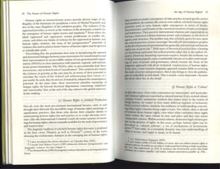 20 The Future of Iluman Rights
Iluman rights as insurrectionary praxes provide diverse maps of the
Illegality of the dominant (to paraphra~ a term of Michel Foucault) and
also of the llIass Illegalities of the subaltern peoples. The violence of the
oppressro provides. as llIuch as the violence ofthe dommant. a matrix for
the emergence of human rights norms and sundards.
48
Even when the
labels 'opprcssed' and 'oppressors' remain problematic in erudite dl~·
course, and when one thinks ofviolence by the oppressed as human, and
human rights. Violative, the issue of the jurisgcner.uive
4
? potential of
violence directed to achieve better futures ofhuman rightS may be ignored
at eonsidenble peril.
Prescinding this, the perplexities here ~ in deciphering the upward
and downward linkages between mass movements for transfonnatiol1 and
their representation by an incredible variety of non·governmental organi.
zations (NGOs) in dose interaction with m.tional. regional, and interna-
tional power-fomlations. The NGOs, who so pre-eminentiy lead these
movements, vary in their levels of'massification'. This variation also marks
the richness or poverty, as the case may be, in terms of their potential to
articulate the vOices of the violated and authenticating tilelr visions of a
just world. As such, they do not yet. fortunately, exhaust the emancipatory
potential. At the same tillle, these movemcntS pluralize meanings of
human rights far beyond doctrinal disputations concerning 'relativism'
and 'ulllversaltty' that. at the end ofthe day, subscrvc:: the g1obal-lllterests.
in-the·malang.
(e) Human Rigllts as juritii(al ProduClioll
Not all, even the most prc-eminent international lawyers, carry In and
through their hfework this incredible range ofhuman rights meanings or
significatory practices. But those who devote their singular talents to
systematizing human rights law and practice or to sculpt alternate SlnlC·
tures (like the International Criminal Court) do create systems of mean·
ings for human rights, almost coequallyavailable for the ends ofgovernance
and insurrection.
The dogmatic tradition ofscholarly human rights discourse ispnlde7JIial
in the bcsl--even Thomist, as well as Dcwyanso-senses of the terlll,
stressing the evolutionary chanctcr in the emerging law of human righ~.
411 I h)ve ~Iopcd tlllS theme elsewhere: see Upendn. BlXI (1987).
49 I mvokr here Robe" Covt-r', (1987) disuOCllOll belW«n '.Ium.8Cller~lIve· and
JunspathlC' violence Sec abo Cluptcr 2.
50 See ll.K:hlrd Rony (1999) for pngmatK: notionsofprude-nee asdevdopcd byJohn
D<wy.
An Agt: of Human Rights? 21
that somehoW entails convergence of$Ute practice around specific norms
and sund:lTds. In contrast, the cnneal, even radical, scholarly human nghts
practices tend to view human rights emergences in terms of brew,
discontinUIties, and fissure~ in the canonical narratlvcsofstate sovereignty
and legltllnacy. They perceive International rel.ations and organiutions as
haVing a dialectical reJal10n betw~n ~r and resistance at the level of
~ncy and structure. Put another way. this scholarly genre focuses upon
the critical practices ofnon·'sovereign' but still self-detemlln.atlvc peoples
m the development ofimernatiorullaw, gene~lly, and IIltern.anonai human
rights law, in panicular.51
Both types oftheoretlcal practices have a bearing
on theorizing repression but critical practice takes this as an explicit ob·
Jectivc:. Howcver, theorizing repression requires, besides the authemic cry
ofdeep human anguish. some considerable labours ofertldite understand-
IIlg of w:lYS of power and governance, which remains the focus of the
dogmatic approach with all its 'technical' constructions ofimman rights.
To be sure, a state·scnsitivc: dogmatic approach remains liable to servicing
the ends ofpower and governance. But it also brings to view the patholo·
glcs ofrealpolitik in rich detail. This is useflll---even imporunt-becausc
the devil often lies in the detail!
fj) Hllmatl Rigllts as 'Cull/lre'
In '!'is discoll~, rivcn with contesution on 'ulllvc:rsahty' and 'particular-
15m, human n ghts are conceivro as culturalsystems. Every socieul culture
contams beliefs, sentiments, symbols that imp:ut sense to the notion of
brmg human. no matUr in how many different reg"lsters of inclusivity.
Every SOCietal culture, similarly, has traditions ofunderstanding concern.
Ing what nghts a human being ought to have. No culture, then, is devoid
of nottons about human rights, even when what constitutes these rights
nnes within the same culmTe in time and place and they vary across
coffip4rable cuinJre5. Within societal cultures, distinctive legal cultures give
nse to the p' Ct" f" I I h" "
d ' a ICC 0 ng lts. II t IS sense, perhaps, human TIghts may be
escn~! ;l5 'cultural software'. a 'set of mechanisms of hermeneutic
POwer' that mi." . I d " "
what . a~, III a constant y ynamlc way, new understandlllgs of
It means, and ought to mean, to be huma,..
"
52 Sec, Ihlaknshnan RaJagopal (2003).
t"Ultu~IM'ilalklO (1998) 273-85. &11011. ofcourse. dots nOt address human nghts as
the ~v.'C::' I~rc. It enilbks us not only to 'understand but m domg50 helps us prodw.:e
mcmbe ~at unckrstlnd' (p. 274). It 'prodw.:es the hemlC'neuuc power that billds
rs a CUlture tosetl1er' Illd nuke, 'cultural convt'nuons possibk' (p. 278).
 