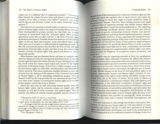 122 The Future of Human Rights
'makes use of a difT~r~nt kind of organizing principl~'.21 Ilowever
Marx showro, th~ ~Iation between form and content is quite vexed ~~
complex; all too often it remains crisis-ridd~n;22 moreover, SOme form
may be illusory and all forms remain, on the other, 'irr~ducibly hcter~
b"encous,.23
Even this cursory summation should enable us to perceive that the very
notion ofhuman rights ~ntails a vast range offorming/reflexive practices.
Some formingl~£1exive practices produce law that binds (the so-call«l,
customary or m-aty-based 'hard Law' of human rights); others Produce
apsirational norms (the so-called 'soft Law' in the form of human rights
declarations and charters).Similarly, distinctions between civil and political
rights, on th~ one hand, and economic, social, and cultural rights, on the
other, arise out ofrecourse to 'a different kind oforganizing principle'. So
does the conv~ntional practice that describes th~ first, s«ond, and third
generations of human rights. At play, and often at war, also remain whole
varieties of forms of human rights, both general and abstract as well ;u
historiC2l1y specific.
What Kanti:.ms (and neo-Kantians) know and name as 'regulatlvt' idel'
ofhuman dignity provides the most general and abstract foml ofUnlvt'rsa1
human rights that unites the infinite diversity ofways ofbemg hUI1l:m WIth
th~ overall notion that enjoins equal respect and concern for the dignity
and worth of aU human beings. At this level, it makes complete sense to
say that human rights are indivisible, interdependent, and illimitable as
well as universal. This axiom synthesi~s multiple elements in some son
of unity from the moment of the adoption of the Universa.l Declaration
of Human Rights to all its astonishing multifarious progeny. Here, as
Simmc1 would say, the foml provides th~ ~ry 'grammar ofexperience',2~
even when some critiques ofcontemporary human rights, as we see later
in this chapter, contest this form as illusory.
Much the same may be said concerning human-specific fornu for
human rights which, and by common consent, we readily name and
recognize as civil and as social, economic, and cultural rights. Here, to
reiterate, the tableau of contents ~mains graspable only by reference to
21 Wcmgmner (1959) 78, and 41_3, Je'>pcrovcJy.
n!u ISthe cast, for ex:unpJe, with the foml of frc:c: bbour thlt has :l.~ Ib (Outenl
a whole 'ladery of unfreedolUS. Set, also, IsaOlC Balbu5 (19n) 71-&1.
23 '...111 S
trugS":$ W1mm the illite, the' 5truggk bclWttn democraqt anslocracy, and
momr(hy, Ihe Struggle: for fnnehis.c, nc., are mc.rely the Illusory forms III whl(h tbe
rcal srruggks ofd)!: dIfferent (bUtl arc fought out among exh Other.' K:arl Mane and
Frcdn(h Engels (1970) Pa" 1,53.
24 Sc:c:, Weinp~r (1969) 41.
Critlqumg RIghts 123
(icity ofthe forming practices. Both sets ofhuman rights provide
.,speothat enacts th~ regulati~ id~a of equal concern and respect for
• '::nan beings to which they ought to remain ~ntitled by VlrtU~ of
• designation 'human'. However, these fonning practices now enull
-.:a:rcnt hl'lId of organizing principle that divides human rights III
,~I~ ..
that render their contents incommensurable jllltt'st. The organu:mg
~ Iple informing spc:cific~l1y a~stract forms of ciVil and political
::ssceks to go~ern rclauonsh.l~s betwee~ citizens (and persons
'tIiChin statejurisdicuon) and the polltlC2Uy orgamRd governance commu-
IIiQes and netwOrks (indusi~ ofstate, suprastat::d and extrutatal form~).
1bcoptrarive organizing principl~ of this form is the nonon ofImpermls-
Iibk ~Iio", accompanied by duties of here-and-now im~lel1lentatio.n/
.-tressal. In contraSt, the specifia.lly abstract fonns of SOCial, economIC,
... cultural rights stand addressed to these conununities and networks
GIlly in ICnns of 'progressive implementation' of these rights, ev~n when
.-c in tenUS of obligations of recognition, respect, promotion, and
~n. . . 1 f·c d· ·
Put another way, the orgamzmg prtnClp e 0 u.esc twO para Igmatlc
farms of human rights elaborately constructs the dlcr~~lltlals between
dmution ofsome basic (material as well as non-material) needs as here-
-.nowhuman rights Imperauves and other SimIlarly baSIC needs entitled
tockference in an uncertlm collective human future. Dcprtvatioll of basic
-.an dignity (equal concern and respect) through practices of torture
., state officials emerges in the form of civil and political rights as an
atantly impc=nnisslble human-and human rights-violation. In con-
IIDt, deprivation ofthe right to food, clothing, and shelter emerges in the
IKOnd form. not in the idiom of torture, but in tenns of failures at
~ssivt' realization. Contemporary critiques chafe wuh righteous and
.... lndigrution at this differential construction of human rights and
-.ead insist on the profound interconnectedness ofboth forms ofhuman
riptl (in th~ rhetoric ofindivisibility. inaliclubihty, and universality) that
rtnders starvation, desexualization, degradation, and destitution an affair
of'rather leisurely human rights concern. I-Iuman rights dISCOUrse at onc
tbd of the spectrum thus provides an ontologically robust formation;
~er, at the oth~r end, it remains ;irrcducibly heterogeneous' and
UIlstable.
It remains impomnt to acknowledge that all these enunciatory classi-
&c.ations of contemporary human rights (as 'civil and political' or 'social,
economic, and cultural' and the so-called three generations of human
~ts. and related forms and formats) owe much to the actual Mstond of
Ibtttforming practices as to combin.atory practices ofidtology. At the level
 